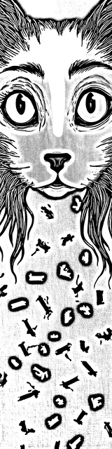Free colorable bookmarks of an artistic cat illustration